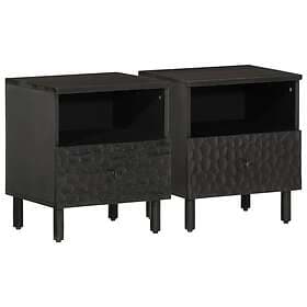 vidaXL Sängbord 2 st svart 40x33x46 cm massivt mangoträ 356826