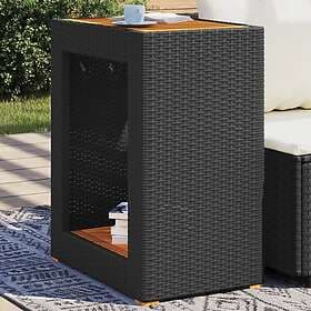 vidaXL Garden Table with wooden top black 60x40x75 cm polyrattan 366303