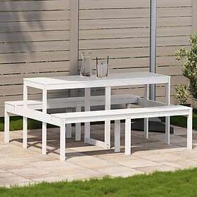 vidaXL Picknickbord vit 160x134x75 cm massivt trä 832563