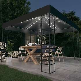 vidaXL Paviljong med ljusslinga LED 3x3 m antracit 3070306