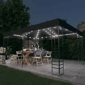 vidaXL Paviljong med ljusslinga LED 3x4 m antracit 3070308