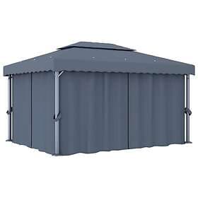 vidaXL Paviljong med draperi 4x3 m antracit aluminium 3053376
