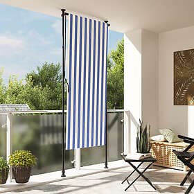 vidaXL Roller Blind Outdoor Blue and White 120x270 cm Fabric & Steel