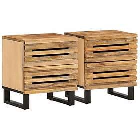 vidaXL Nattduksbord 2 st 40x33x46 cm massivt grovt mangoträ 377427