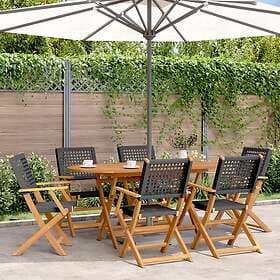 vidaXL Hopfällbara trädgårdsstolar 6 st svart konstrotting/massivt trä 3214557