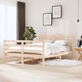 vidaXL Sängram massiv furu 135x190 cm