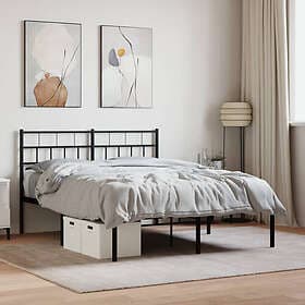 vidaXL Sängram med huvudgavel metall svart 140x190 cm