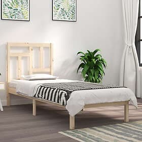vidaXL Sängram massiv furu 90x200 cm