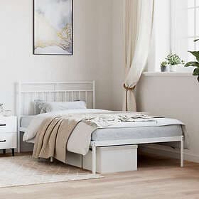 vidaXL Sängram med huvudgavel metall vit 107x203 cm