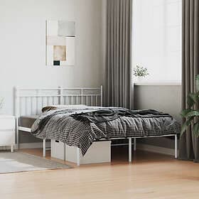 vidaXL Sängram med huvudgavel metall vit 140x200 cm