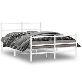 vidaXL Sängram med huvudgavel och fotgavel vit metall 140x190 cm