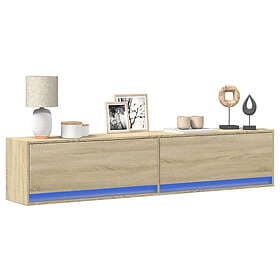 vidaXL Väggmonterad tv-bänk LEDs sonoma-ek 180x31x38 cm