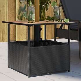 vidaXL Garden Table with parasol hole black 55x55x46.5 cm synthetic rattan