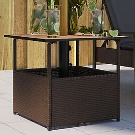 vidaXL Garden Table with parasol hole brown 55x55x46.5 cm polyrattan