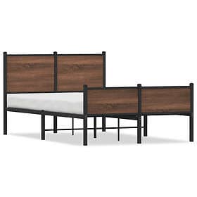 vidaXL Sängram utan madrass metall brun ek 120x190 cm