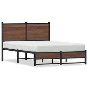 vidaXL Sängram utan madrass metall brun ek 120x190 cm