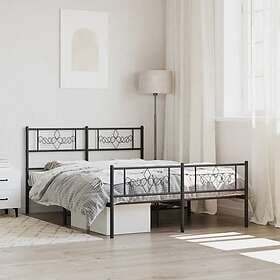 vidaXL Sängram utan madrass med fotgavel metall svart 160x200 cm