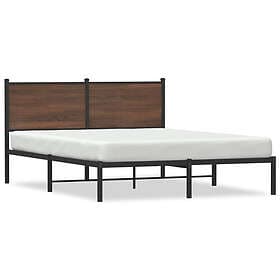 vidaXL Sängram utan madrass metall brun ek 140x200 cm