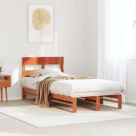 vidaXL Sängram utan madrass vaxad brun 90x200 cm massiv furu