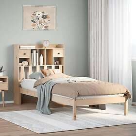 vidaXL Säng med bokhylla utan madrass 100x200cm massiv furu