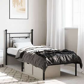 vidaXL Bed Frame with headboard metal black 75x190 cm