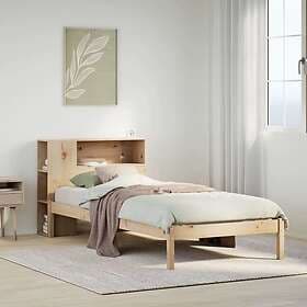 vidaXL Säng med bokhylla utan madrass 75x190cm massiv furu