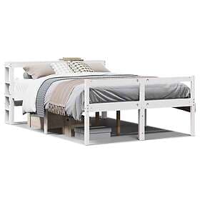 vidaXL Seniorsäng med sänggavel vit 120x200 cm massivt furu