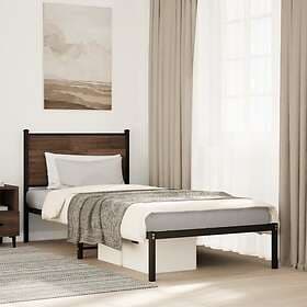 vidaXL Bed Frame 90x200 cm brown oak metal