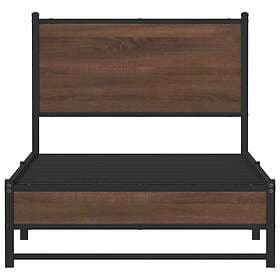 vidaXL Sängram utan madrass metall brun ek 75x190 cm