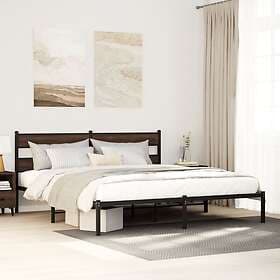 vidaXL Sängram utan madrass med huvudgavel brun ek 200x200 cm