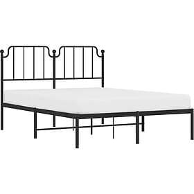 vidaXL Sängram med huvudgavel metall svart 140x190 cm