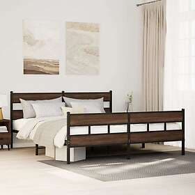 vidaXL Sängram utan madrass metall brun ek 183x213 cm