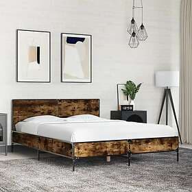 vidaXL Sängram rökfärgad ek 140x190 cm konstruerat trä och metall