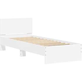 vidaXL Bed Frame with headboard and LEDs white 90x190 cm