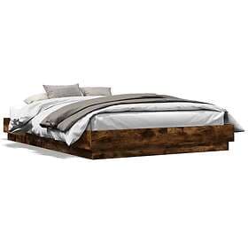 vidaXL Bed Frame with LEDs smoked oak 160x200 cm