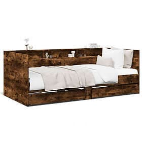 vidaXL Dagbädd med lådor utan madrass rökfärgad ek 90x190 cm