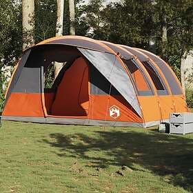 vidaXL Camping Tent tunnel 5 persons gray and orange waterproof