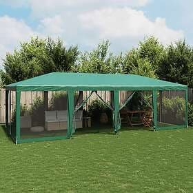 vidaXL Partytält med 12 sidoväggar i nät 8x4 m HDPE grön