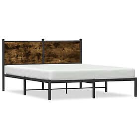 vidaXL Sängram utan madrass metall rökfärgad ek 140x190 cm