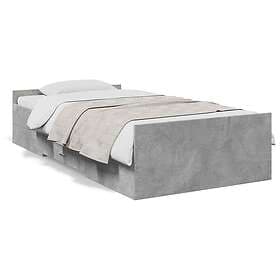 vidaXL Sängram med lådor betonggrå 75x190 cm konstruerat trä