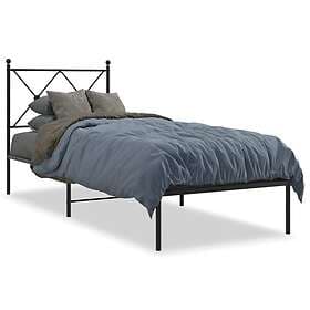vidaXL Bed Frame with headboard metal black 75x190 cm