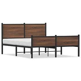 vidaXL Sängram utan madrass metall brun ek 140x190 cm