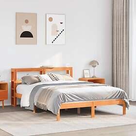vidaXL Sängram med huvudgavel vaxbrun 120x200 cm massiv furu