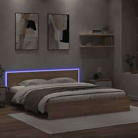 vidaXL Sängram med huvudgavel och LED sonoma-ek 180x200 cm
