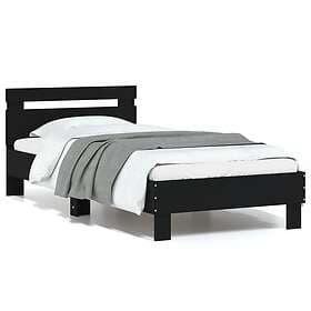 vidaXL Bed Frame with headboard and LEDs black 75x190 cm