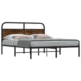 vidaXL Sängram utan madrass rökfärgad ek 135x190 cm konstruerad trä