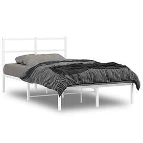 vidaXL Sängram med huvudgavel metall vit 120x200 cm