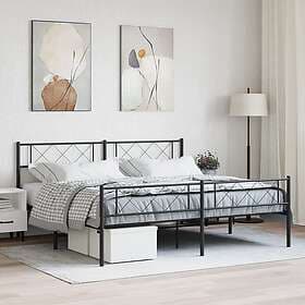 vidaXL Sängram med huvudgavel och fotgavel svart metall 193x203 cm
