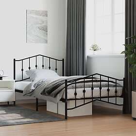 vidaXL Sängram med huvudgavel och fotgavel svart metall 107x203 cm