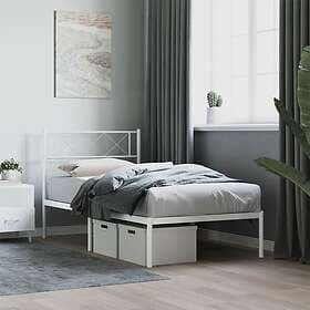 vidaXL Sängram med huvudgavel metall vit 90x190 cm